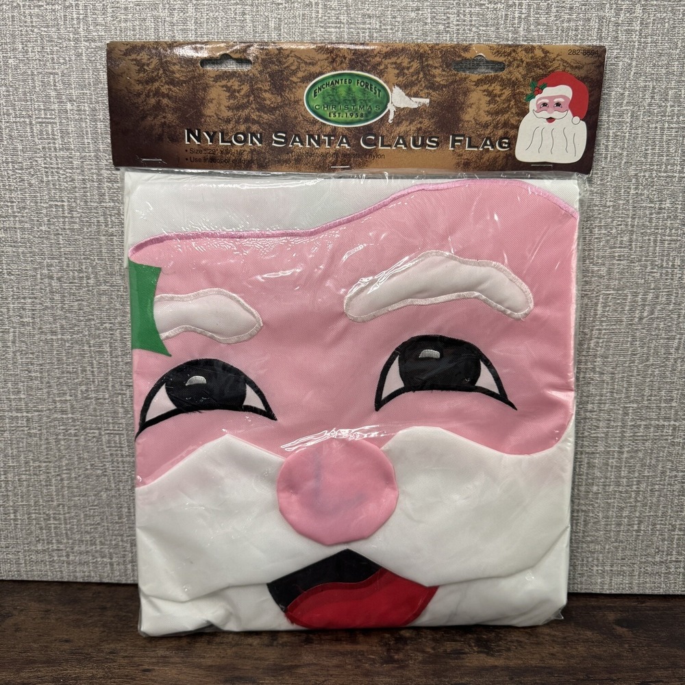 NEW Vintage Enchanted Forest Nylon Indoor Outdoor Santa Claud Flag Christmas